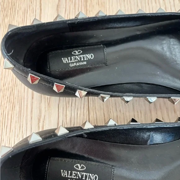 Valentino Garavani Black Rock Studded Flats - Picture 3 of 7